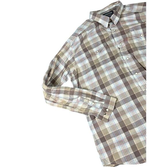 Men's Rough Stock Panhandle Slim Plaid Button Down Shirt Size XL - Excellent - Picture 8 of 11